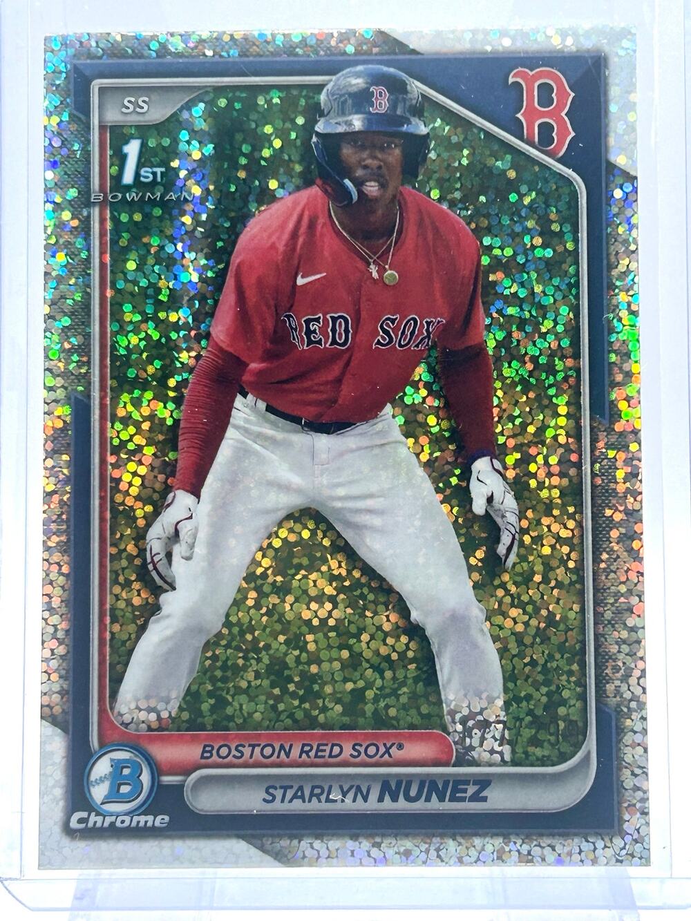 2024 Bowman Chrome Starlyn Nunez 1st Speckle Refractor 177/299 SP Boston Red Sox